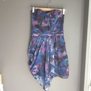 Blue floral corset top sweetheart dress mini